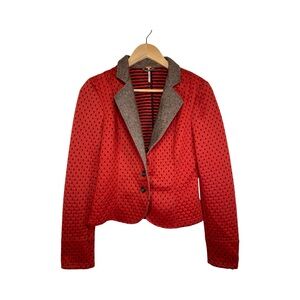 Free people Polka Dot Fitted Blazer brick small